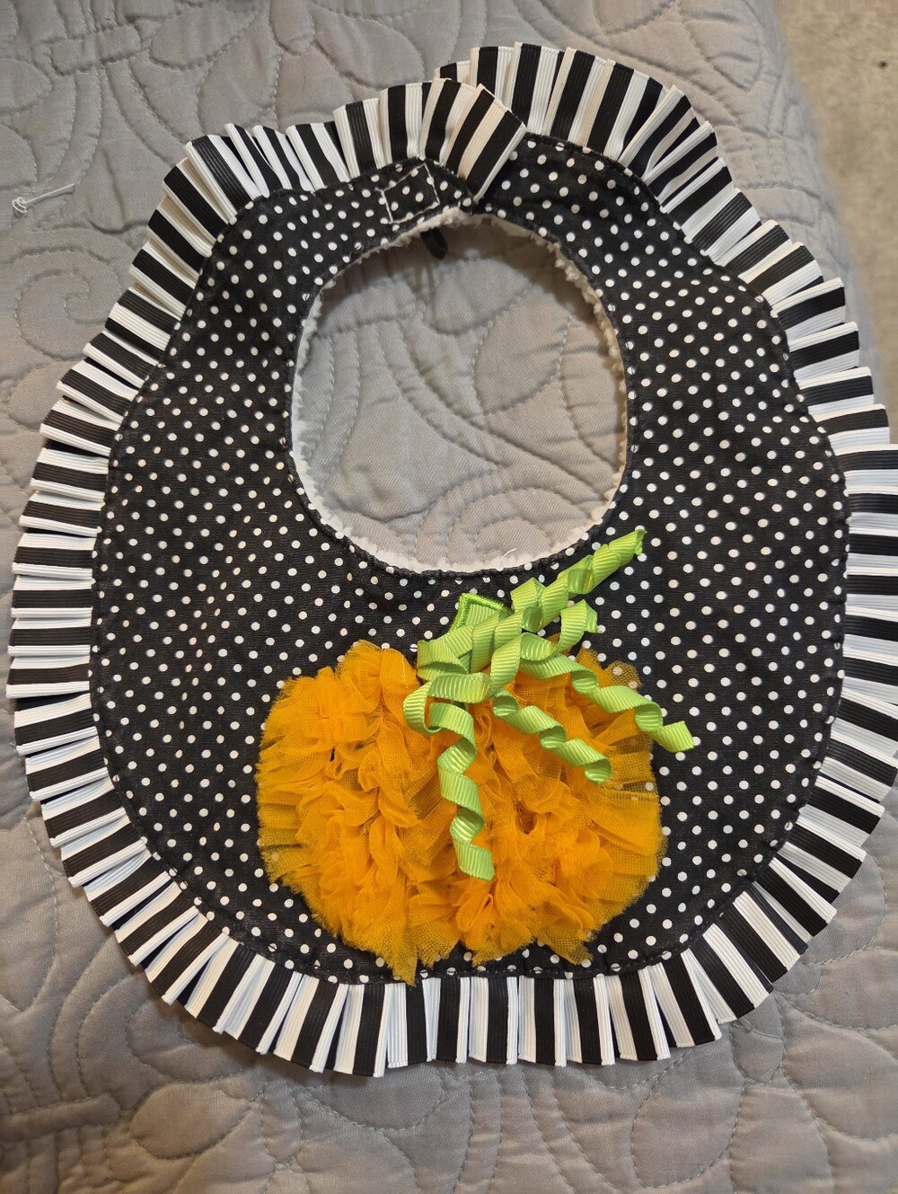 Mud Pie Baby Halloween Pumpkin Polka Dot Ruffle Bib